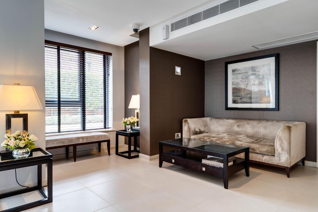 Waiting area at entrance to building