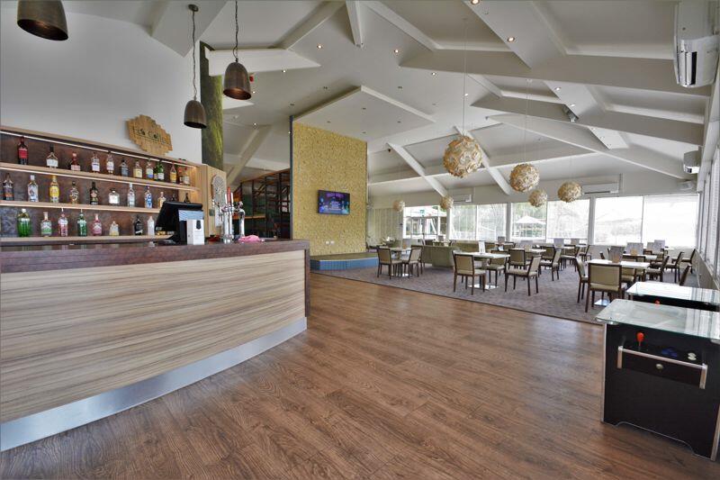 Bar and seating area