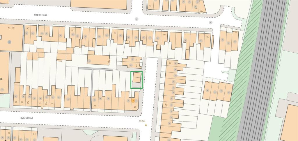 Garages and space highlighted in GREEN BOX
