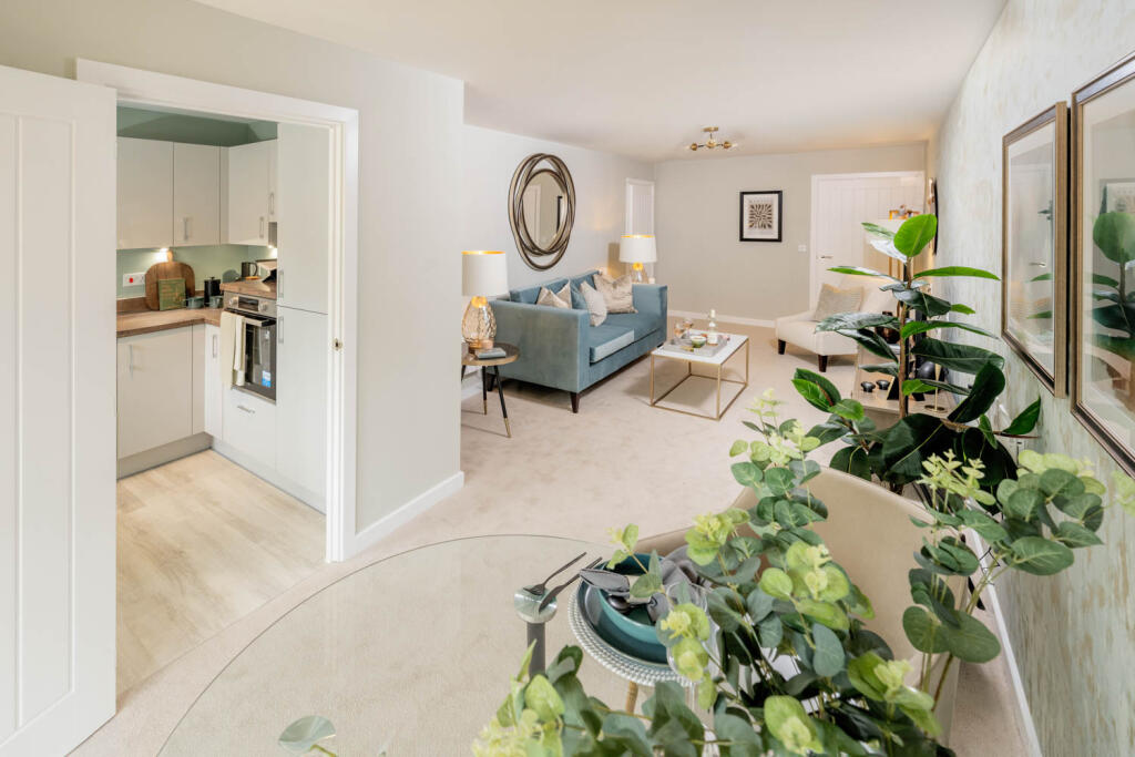 Living area in two bedroom apartment 