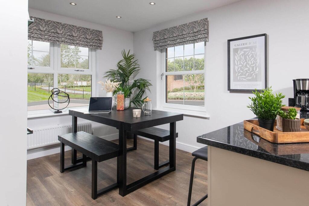 A dining area creates a place for family dining or entertaining