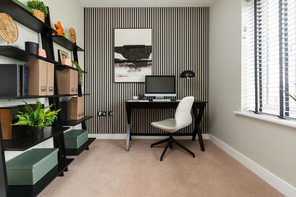 Dedicated home office located at the front of the home