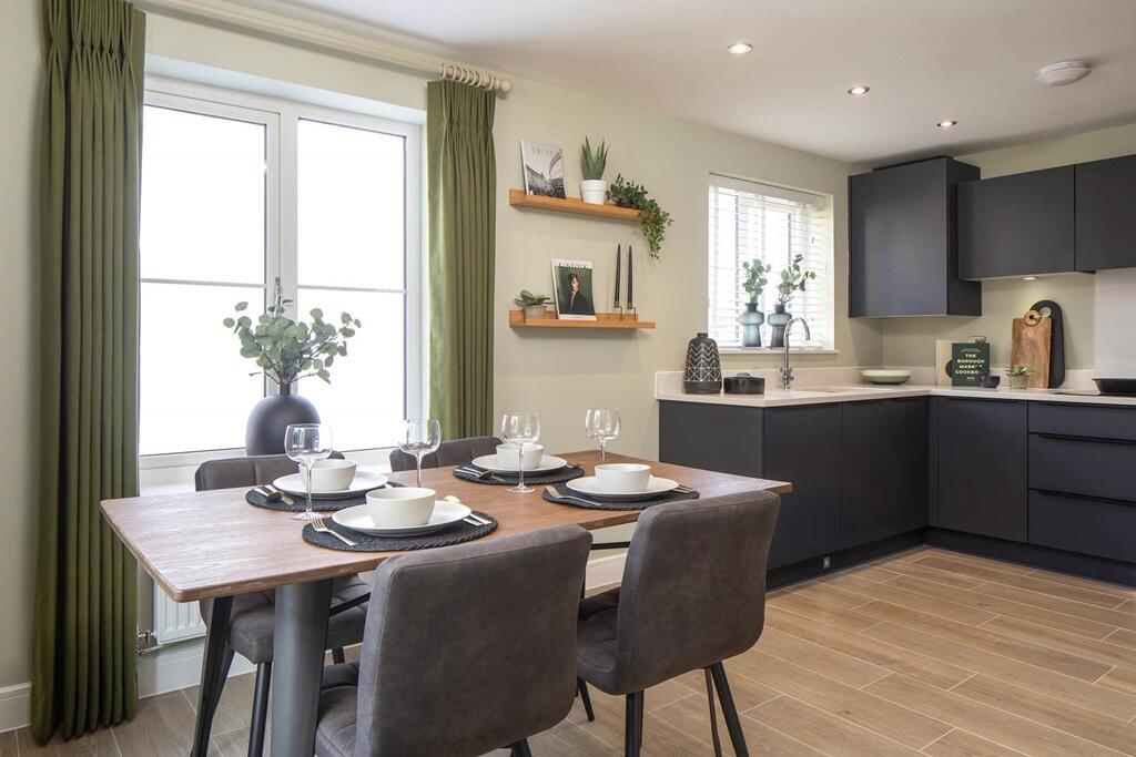 The kitchen/dining area is ideal for hosting dinner parties