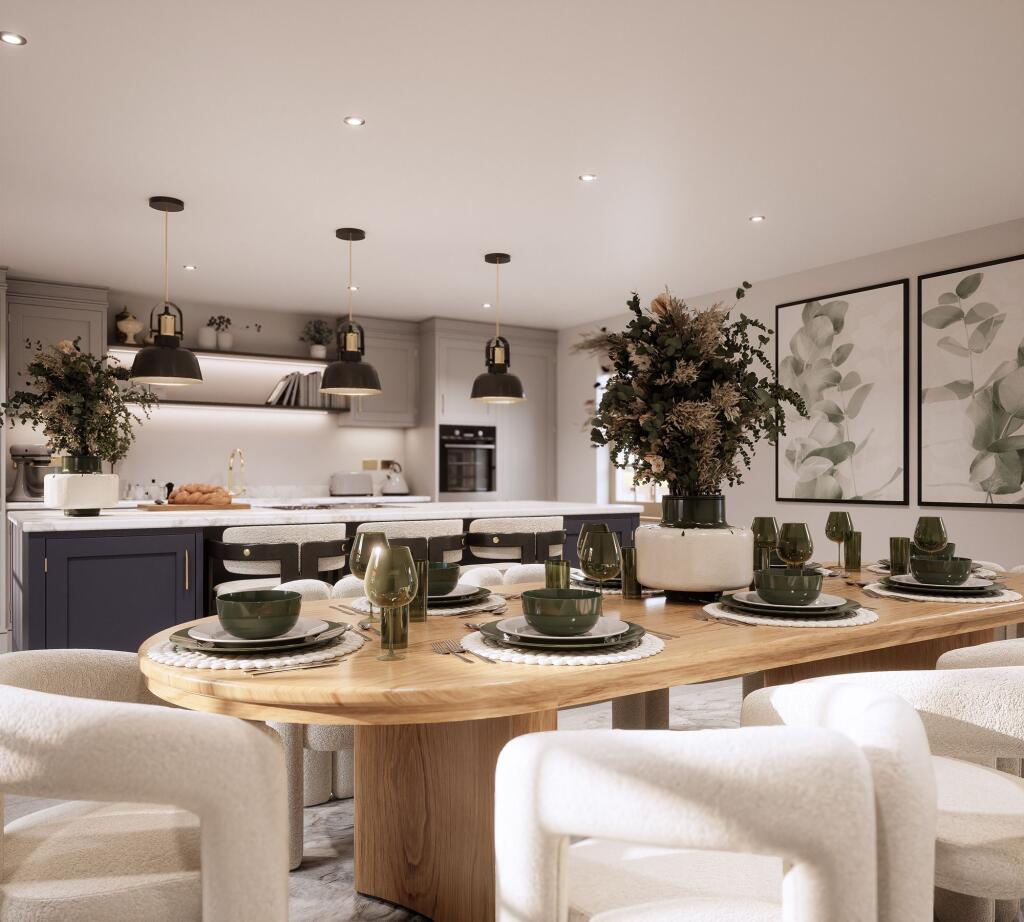 Open-plan kitchen/dining/living space