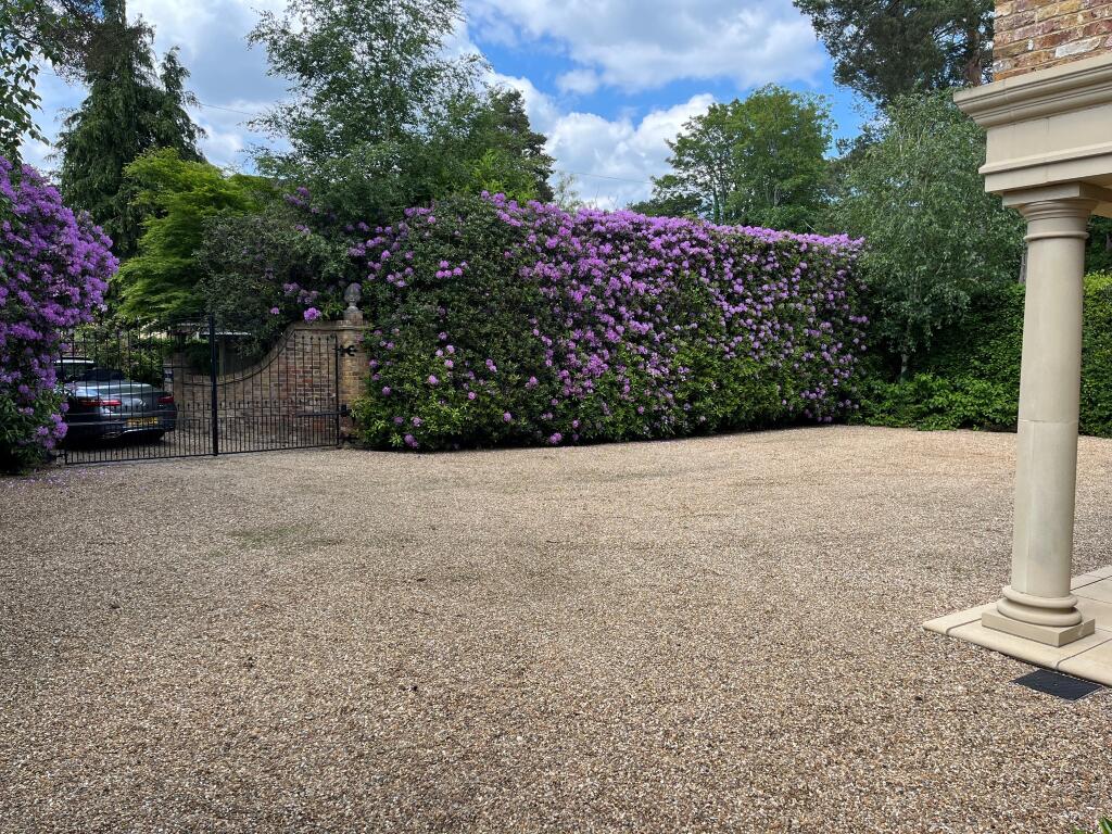 Secluded entrance with extensive parking