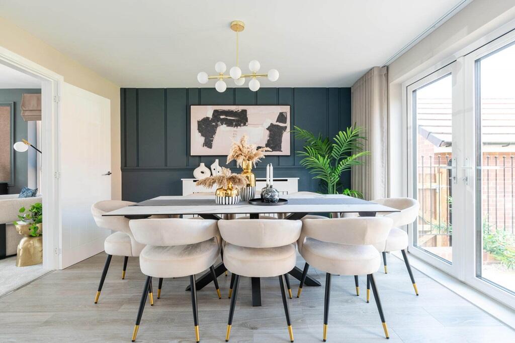 Double doors lead from the dining area to the garden