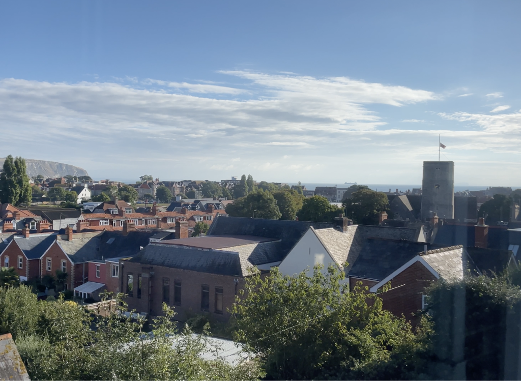 View over the town to the sea