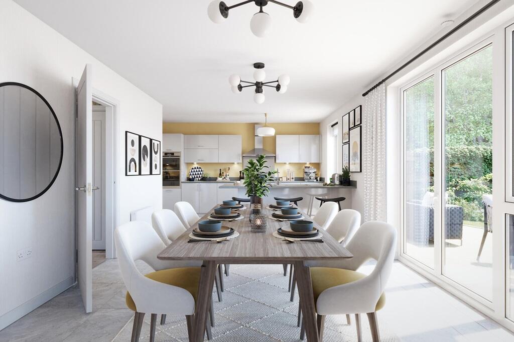 A sociable dining area with French doors to the rear garden
