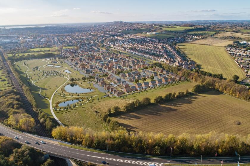 Aerial shot of harbour place development