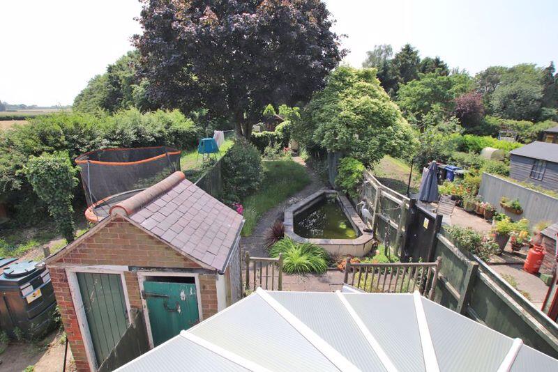 Elevated view of garden