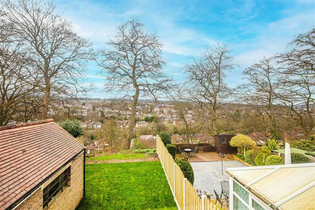 Aerial view of garden and view beyond