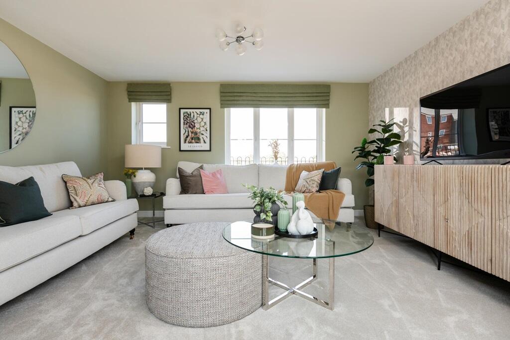 Bright and spacious lounge with French doors