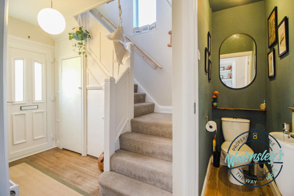 Entrance hallway with dog leg staircase &amp; landing 