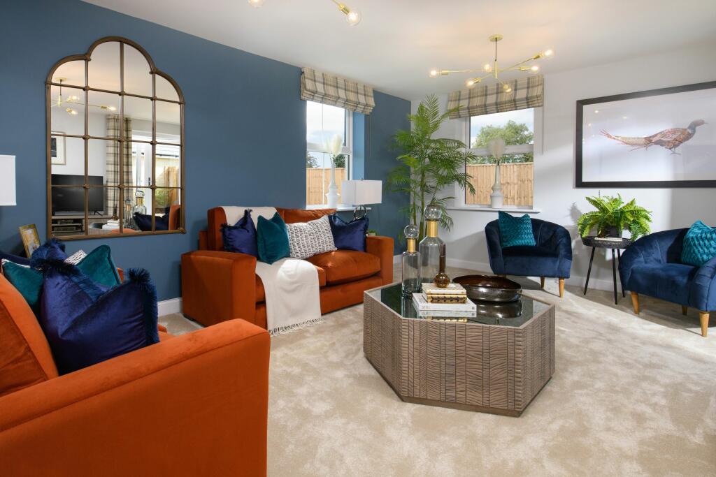 Bay-fronted triple-aspect lounge in Avondale style home, with French doors to rear garden