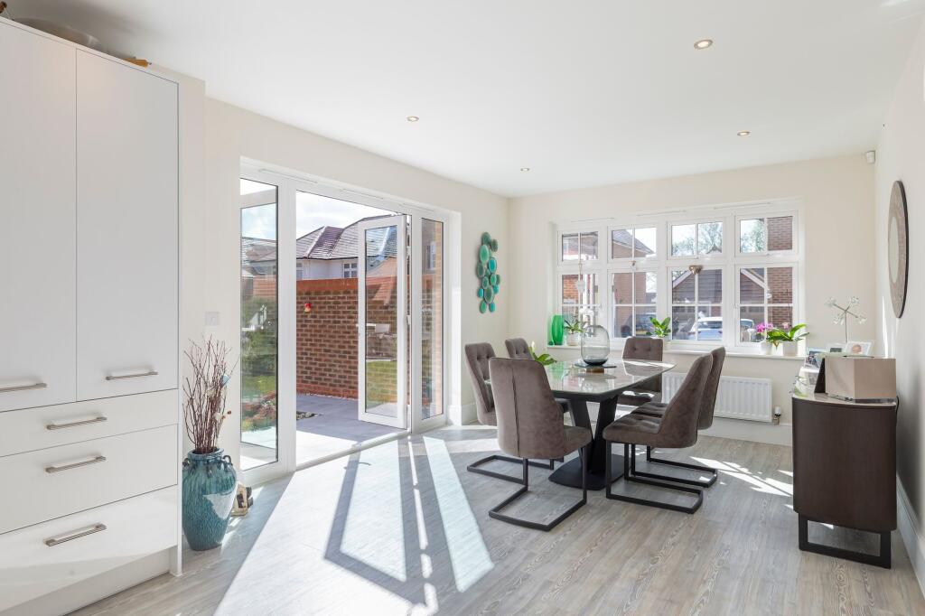 Dining area with patio doors