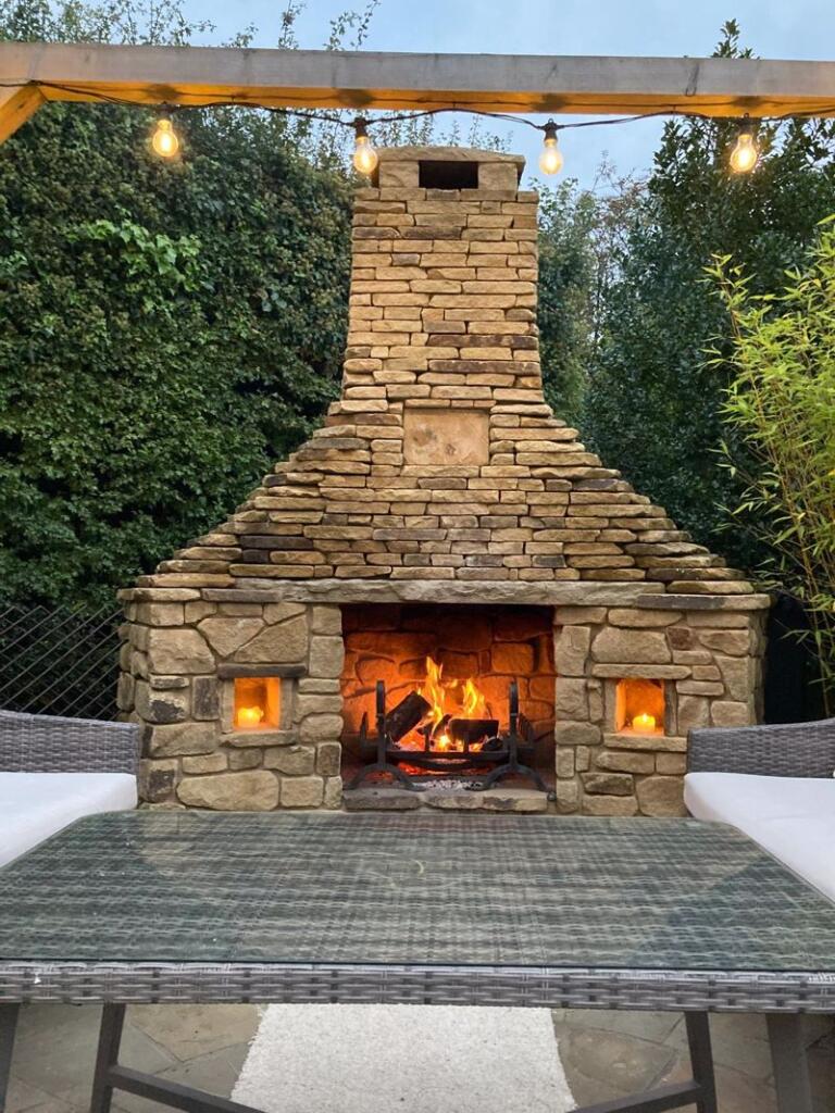 Stone fireplace
