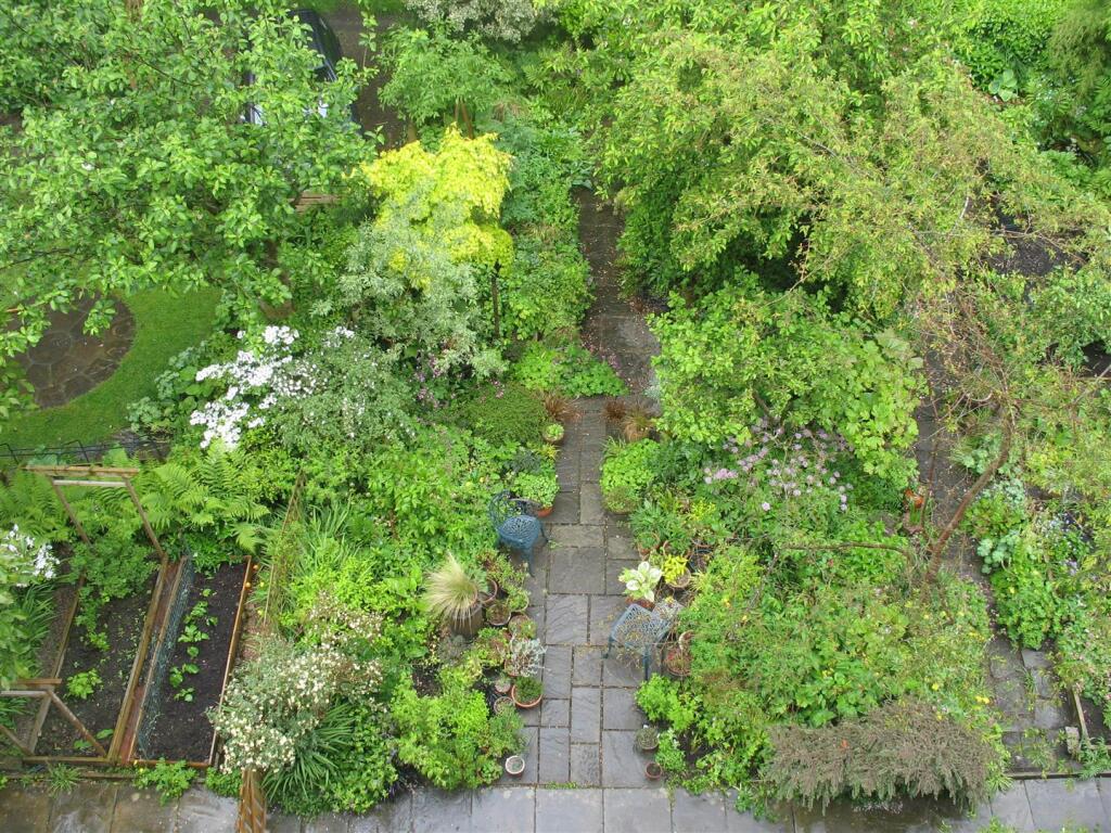 LOOKING DOWN TO GARDEN