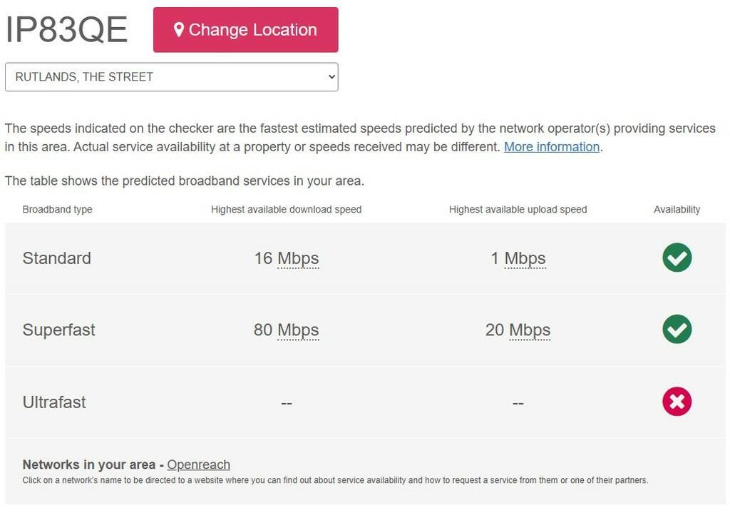 Broadband speed