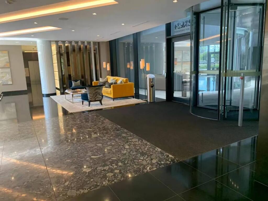 A stylish and modern building reception area fe...