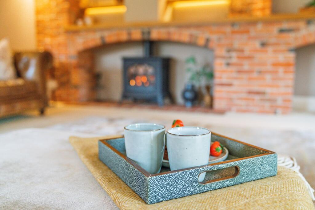 Coffee and cake by the fire