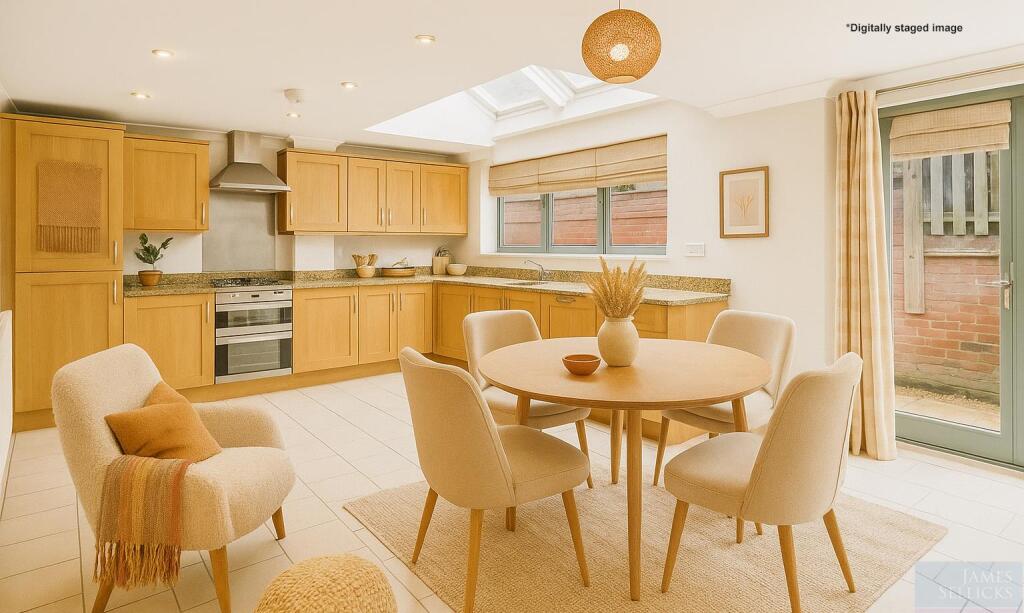 Open plan dining kitchen (digitally staged)