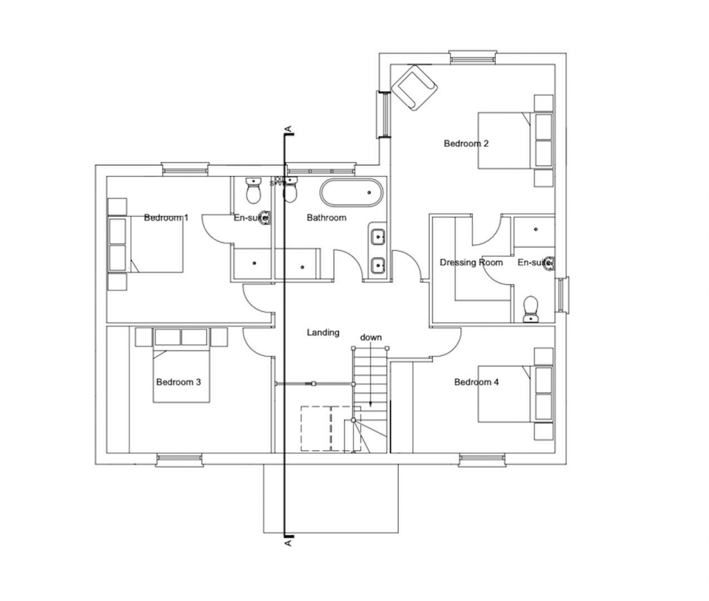 First Floor - House Type 4 - Plot 21 - The Burton.