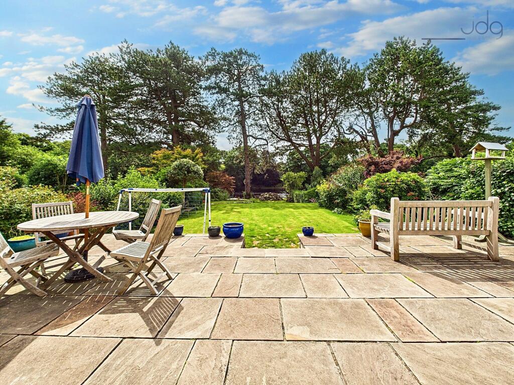 Riverside access, Large stone-paved terrace and spacious lawn,