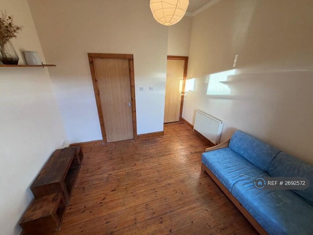 Kitchen And Hall From Living Room Doors Closed