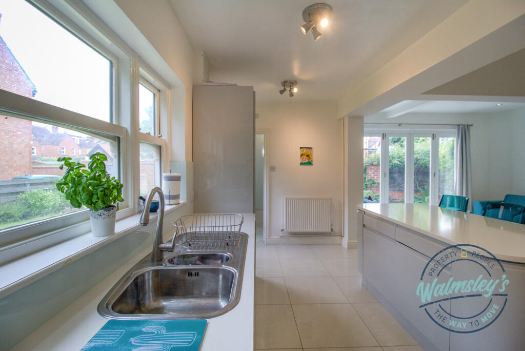 Kitchen with garden views