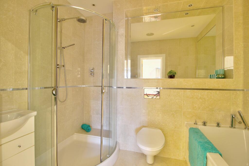 With ceiling speakers and spot lights