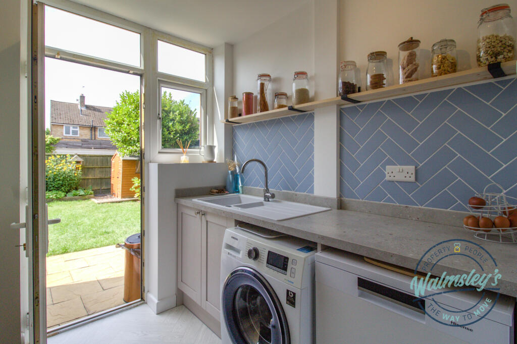 Kitchen with door to garden