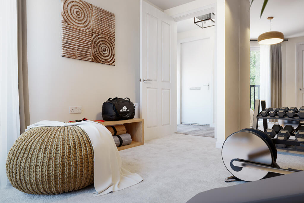 2 bedroom apartment, additional bedroom made into gym