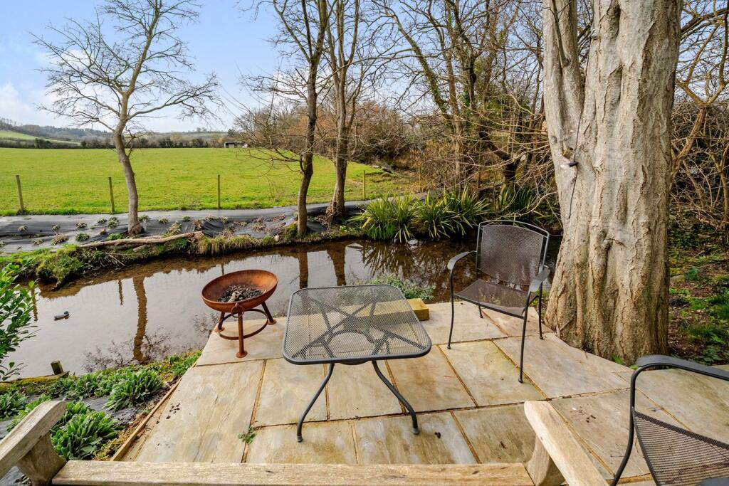 Seating area overlooking the freshwater pond