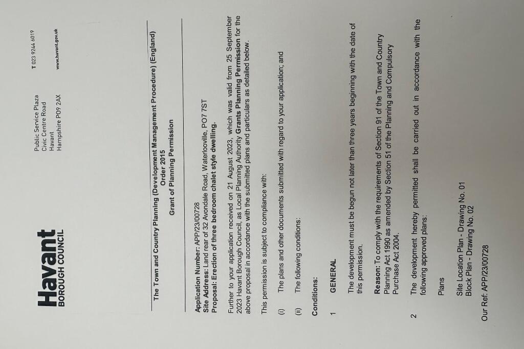 GRANT OF PLANNING