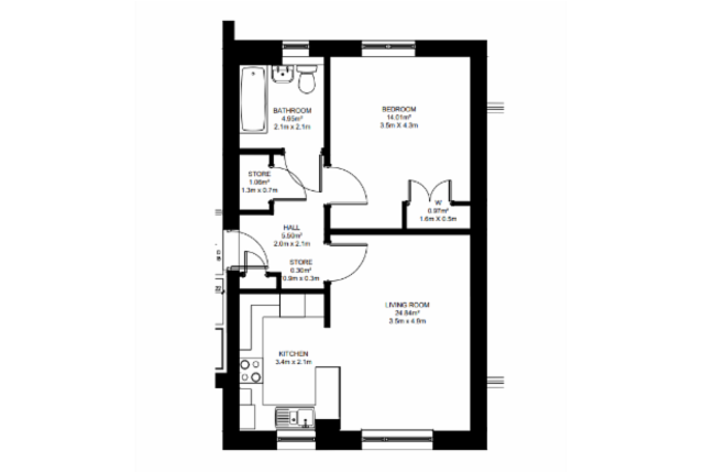Floor Plan Type D - 1 bed