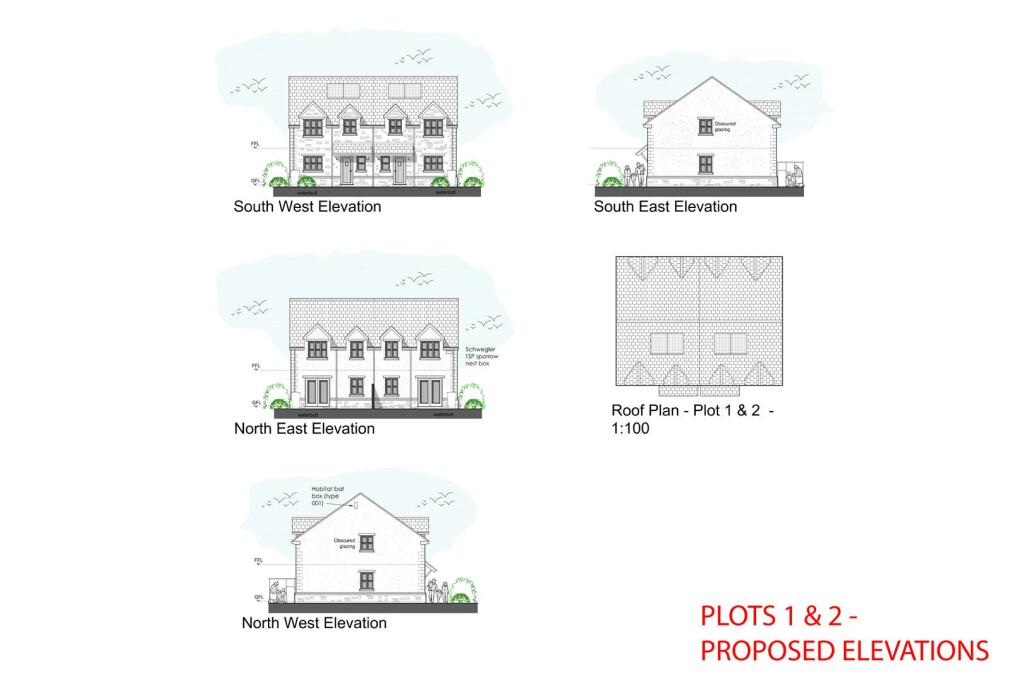 PLOTS 1 &amp; 2 - PROPOSED ELEVATIONS 17 Station Road,