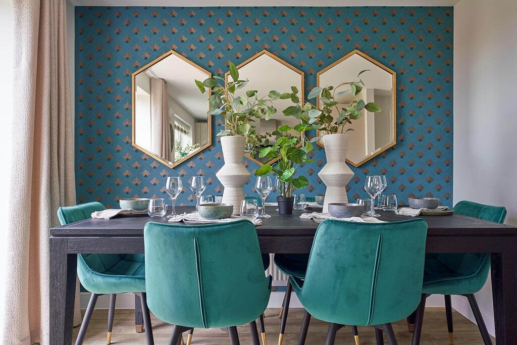 The dining area offers space to entertain family and friends