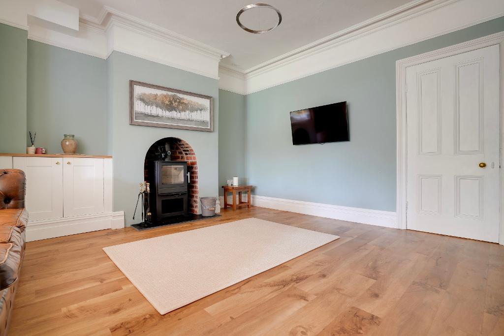 Family room with log burner