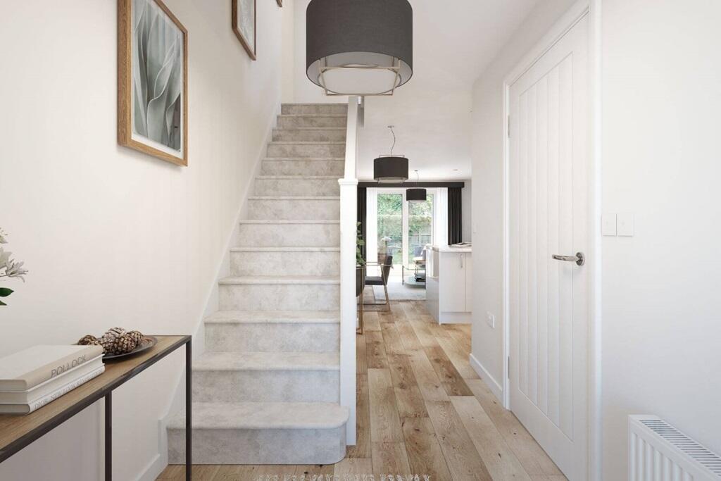Spacious and bright hallway with views through to the garden