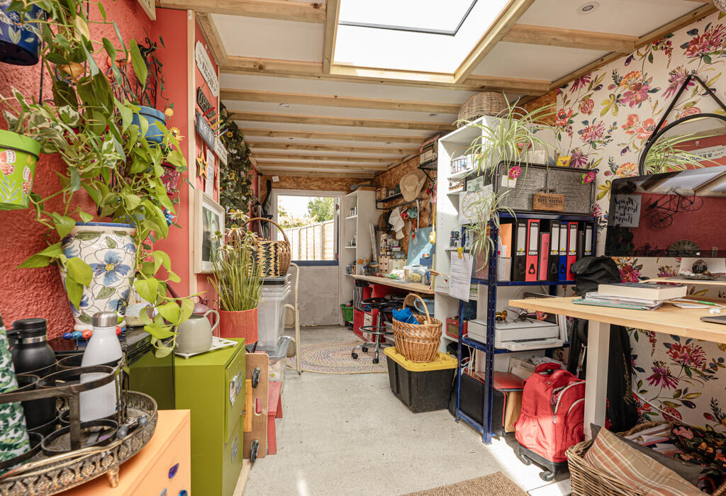 Converted garage office space