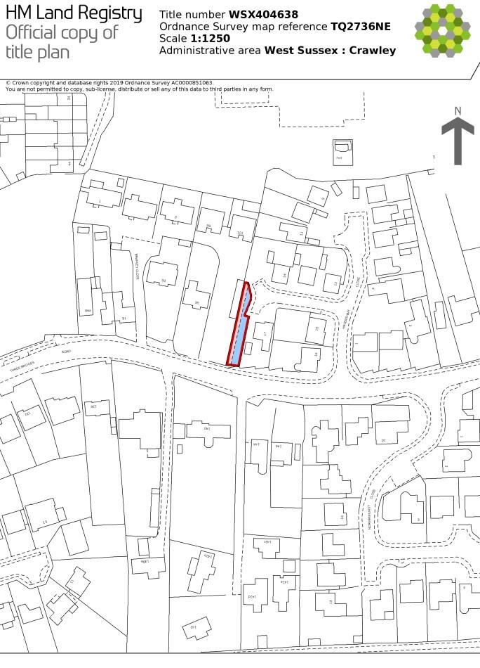 Land on the west side of 17 Haversham Close, Crawley RH10 1LB