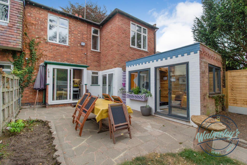 Rear elevation showing outdoor office gym &amp; garage