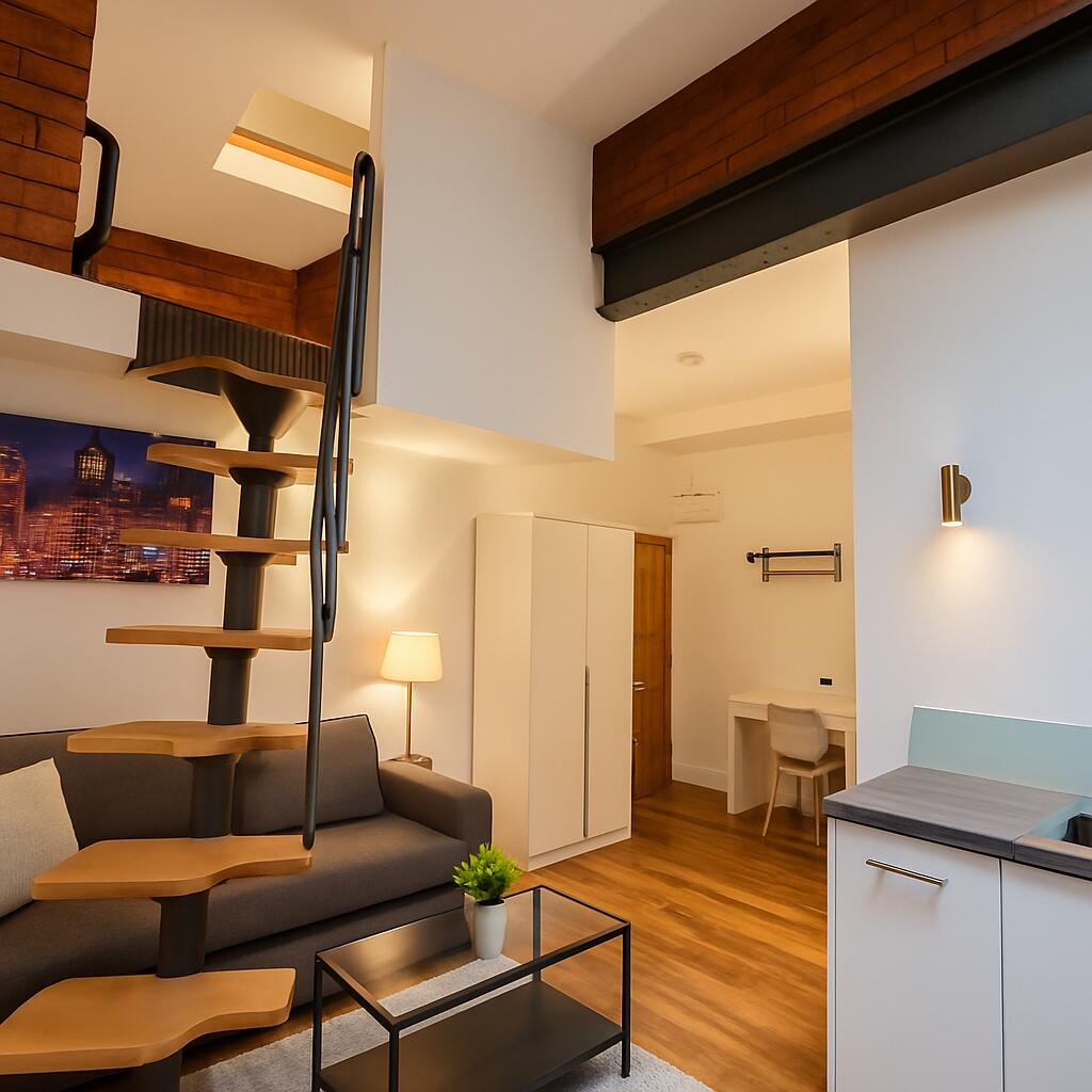Bright and modern living area featuring stylish...