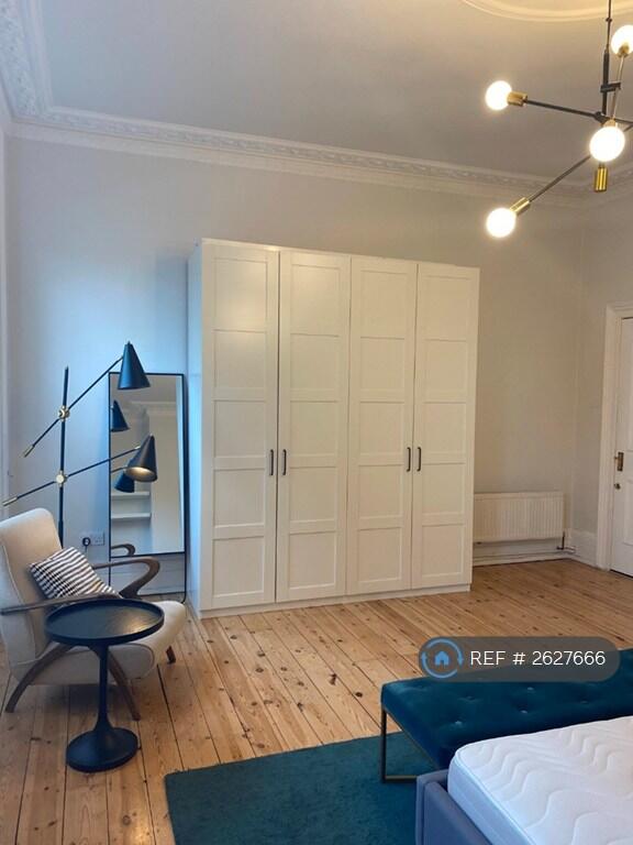 Closed Wardrobes, Seating Area And Lamps. 