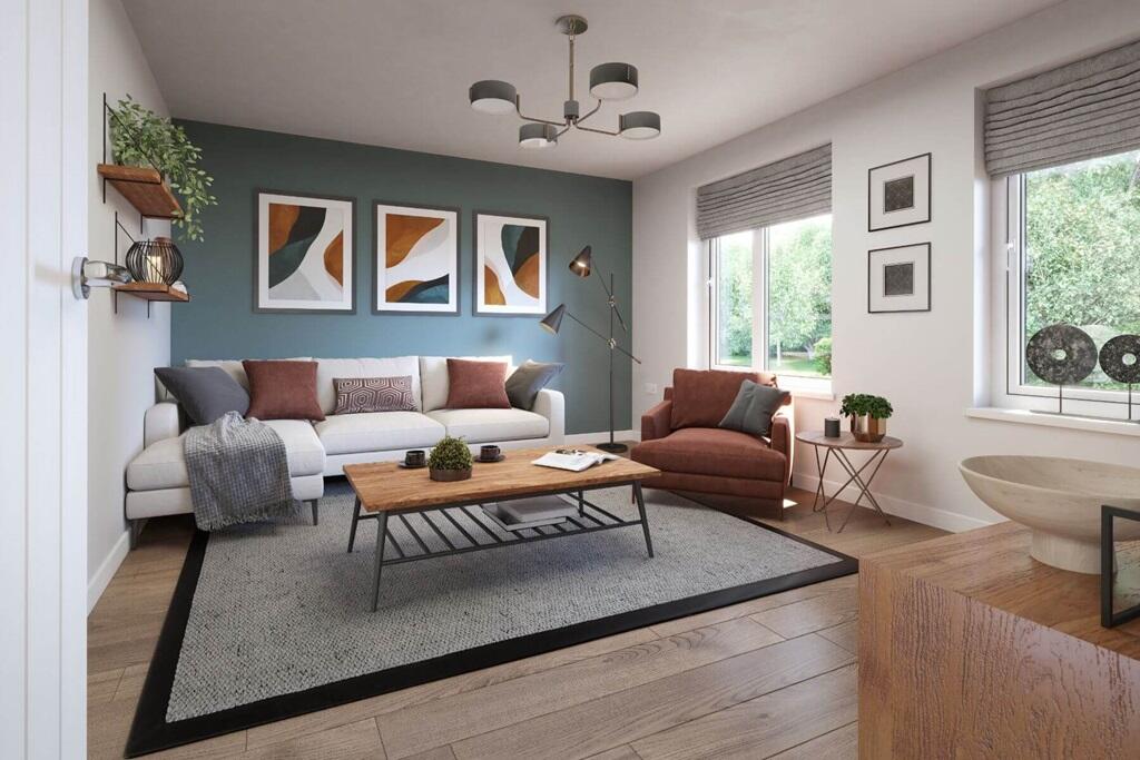 The cosy lounge sits to the front of the home