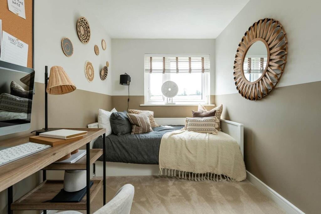 The third bedroom is well-suited to a child or home office