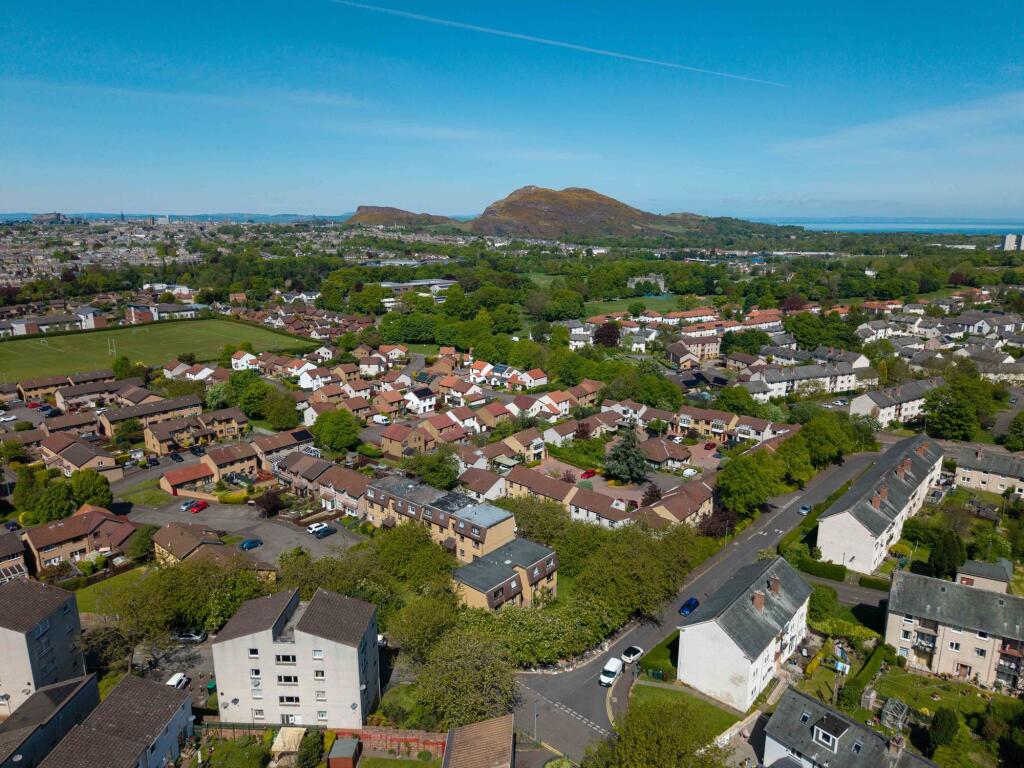 External, aerial shot of estate