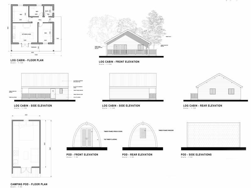 Proposed plan for cabin and camping pods