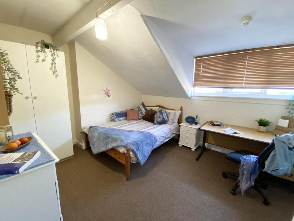 Bright, well-kept double bedroom with sloped ce...