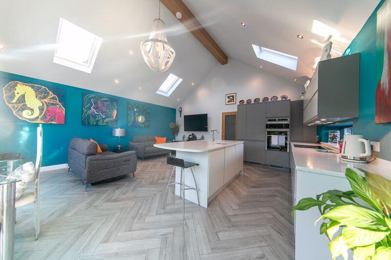 Open plan kitchen, living and dining ...